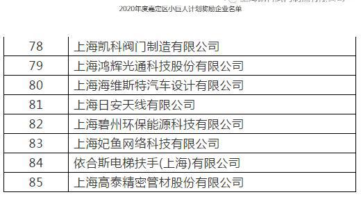 凱科閥門入選2020年度嘉定區(qū)小巨人計劃獎勵企業(yè)名單